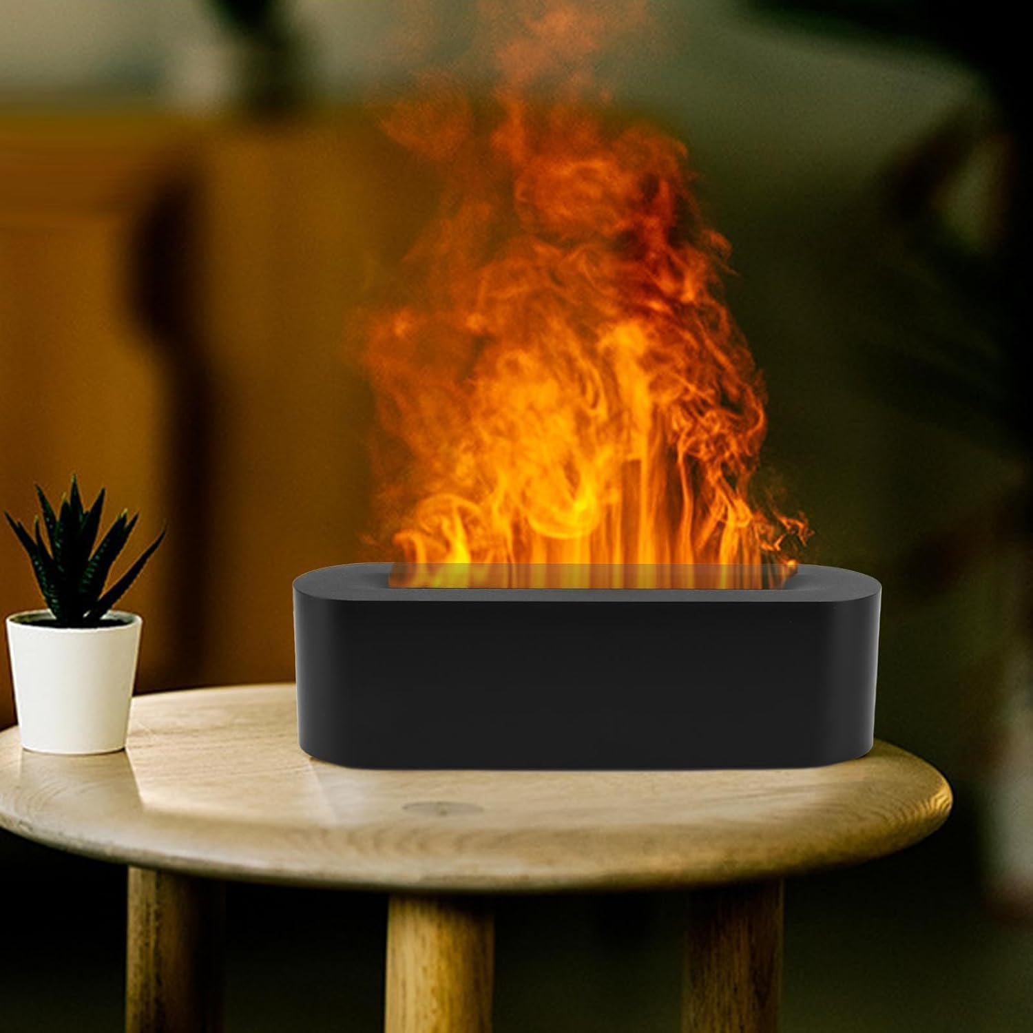 per Uso Domestico Diffusore di aromi d'Aria a Fiamma Colorata, diffusore di Olio Essenziale di Fiamma in ABS PP for la casa(Black)