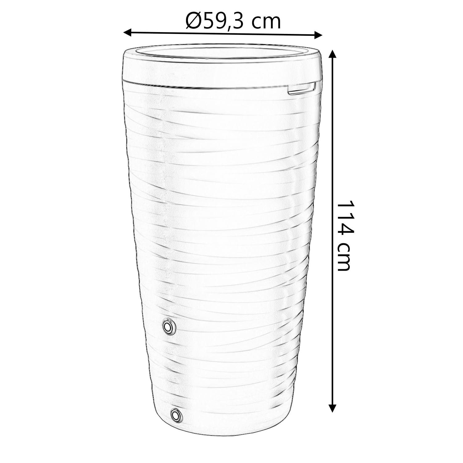 Serbatoio per Acqua Piovana Maze 240L | Ø59,3x114 cm | 2 Punti di Attacco | Incluso Inserto per Fiori Rubinetto e Sistema di Raccolta Acqua | Cisterna da Giardino | Colore Grigio Design Moderno