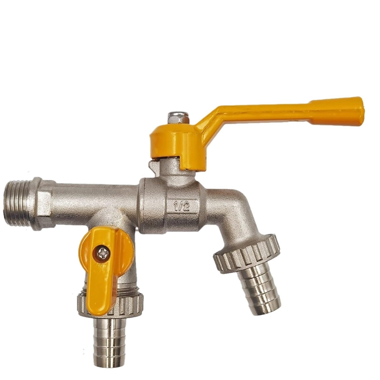 Taps Garden Hose Faucet Adapter 1/2'' IBC Water Tank Connector 2-Way 1-Way Irrigation Brass Tap Joint Replacement Fitting Ball Valve for Garden(E-1pcs)