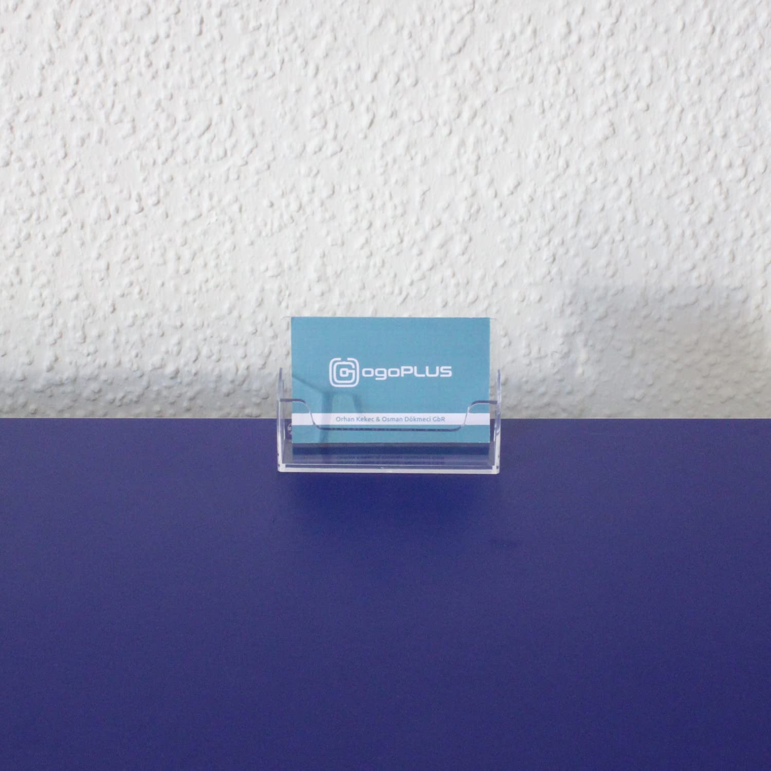 Visitenkartenständer Querformat transparent aus Polystyrol – stabiler Visitenkartenhalter für Theke, Büro, Empfang und Kassenbereich – ideal zur Präsentation von Visitenkarten