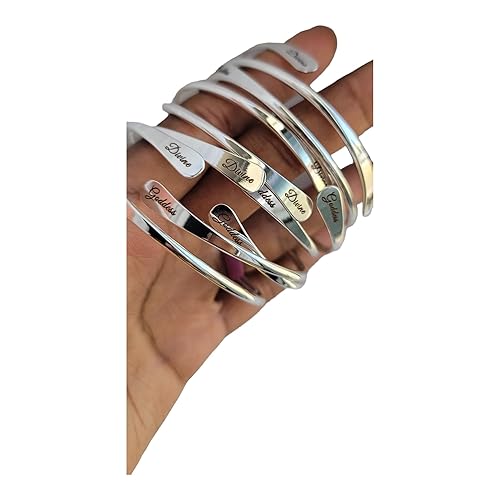 Brass Cuff Bracelets Set, African Brass Bangles For Women, Hammered Ends Stacking Bracelets, Boho Tribal Cultural Jewelry (1 Silver Plated Divine