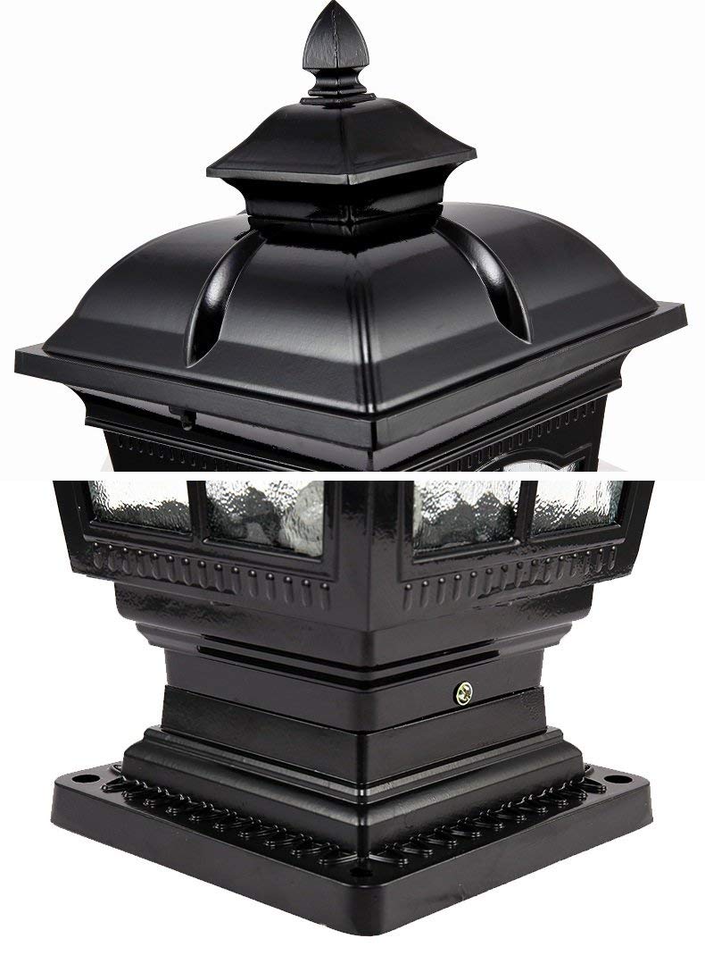 Zewnętrzna szklana lampa stołowa Kreatywna Nowoczesna Przemysłowa E27 Dekoracja Kolumna Lampa Słupek Lampa Uliczna Aluminiowa Taras Ogród Willa Drzwi Kolumna Stołowa Li,Black-l