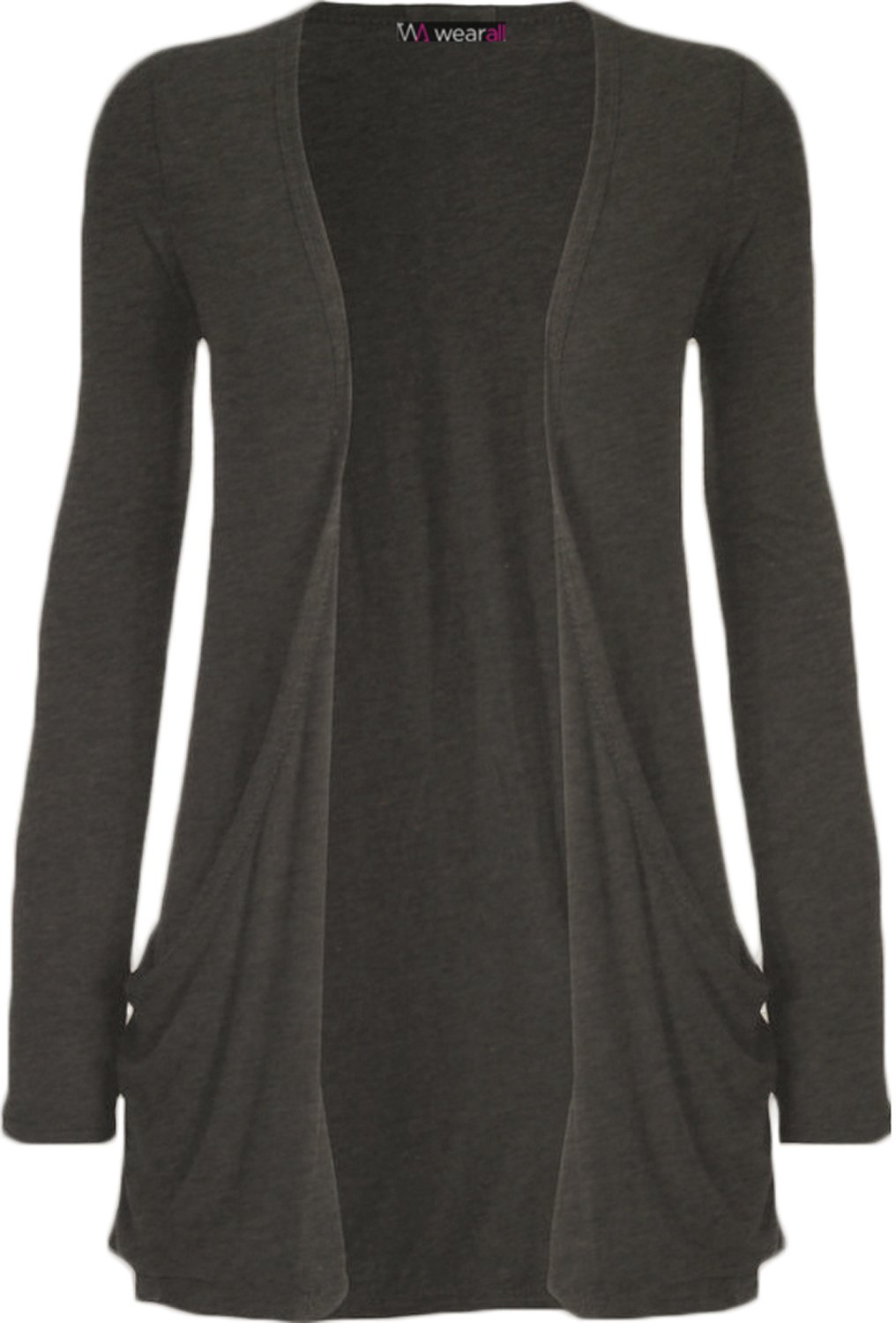 WearAll Ladies Long Sleeve Boyfriend Cardigan Womens Top - Charcoal Grey - 20/22