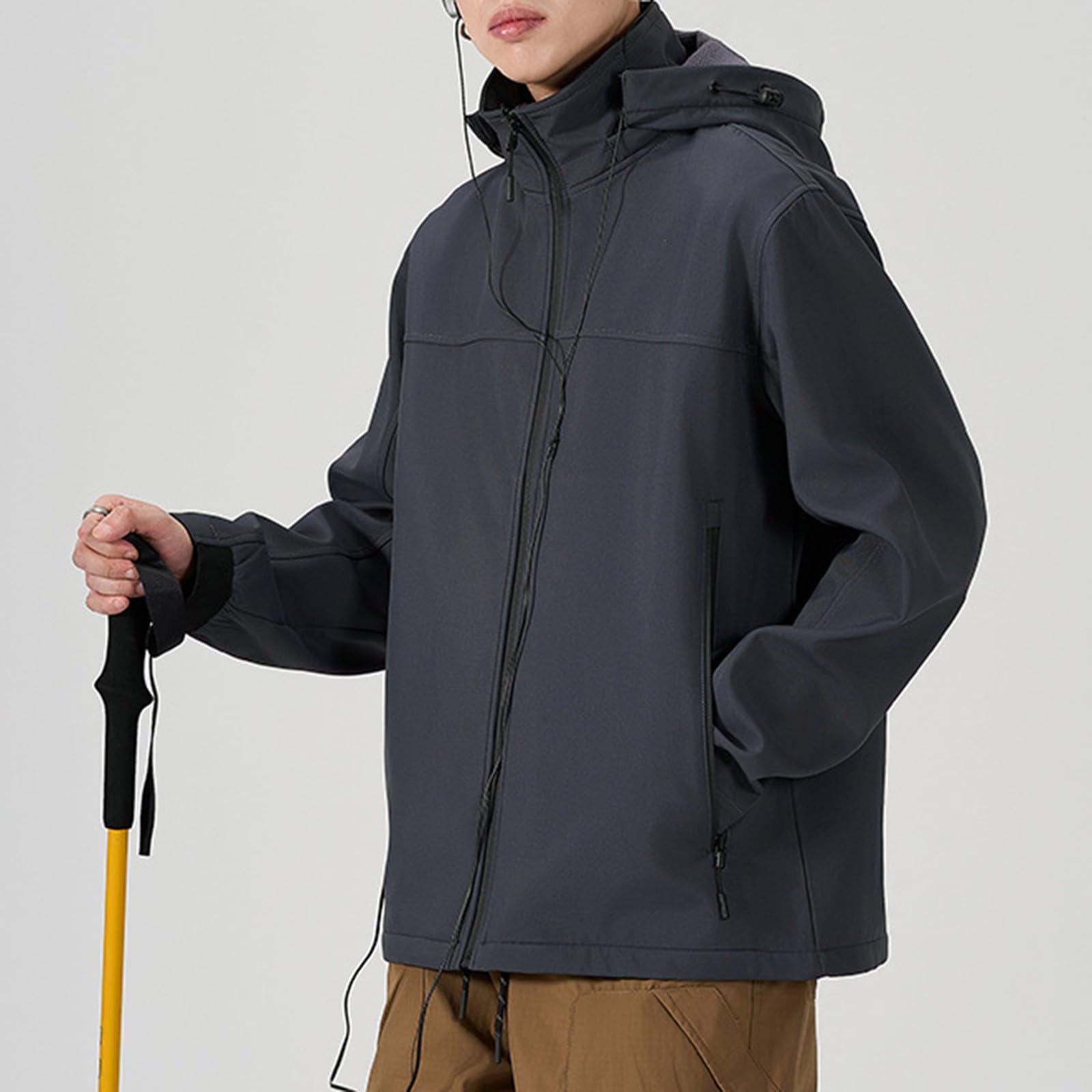 Mujer al aire libre montañismo ropa deportiva con senderismo impermeable abrigo cortavientos de longitud media