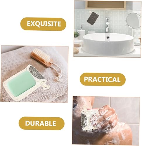 Miniatura 8 de KALLORY Bolsa organizadora de jabón de lino negro, 4 unidades, bolsa organizadora de esponja de limpieza, ahorradores de jabón para barra de jabón,