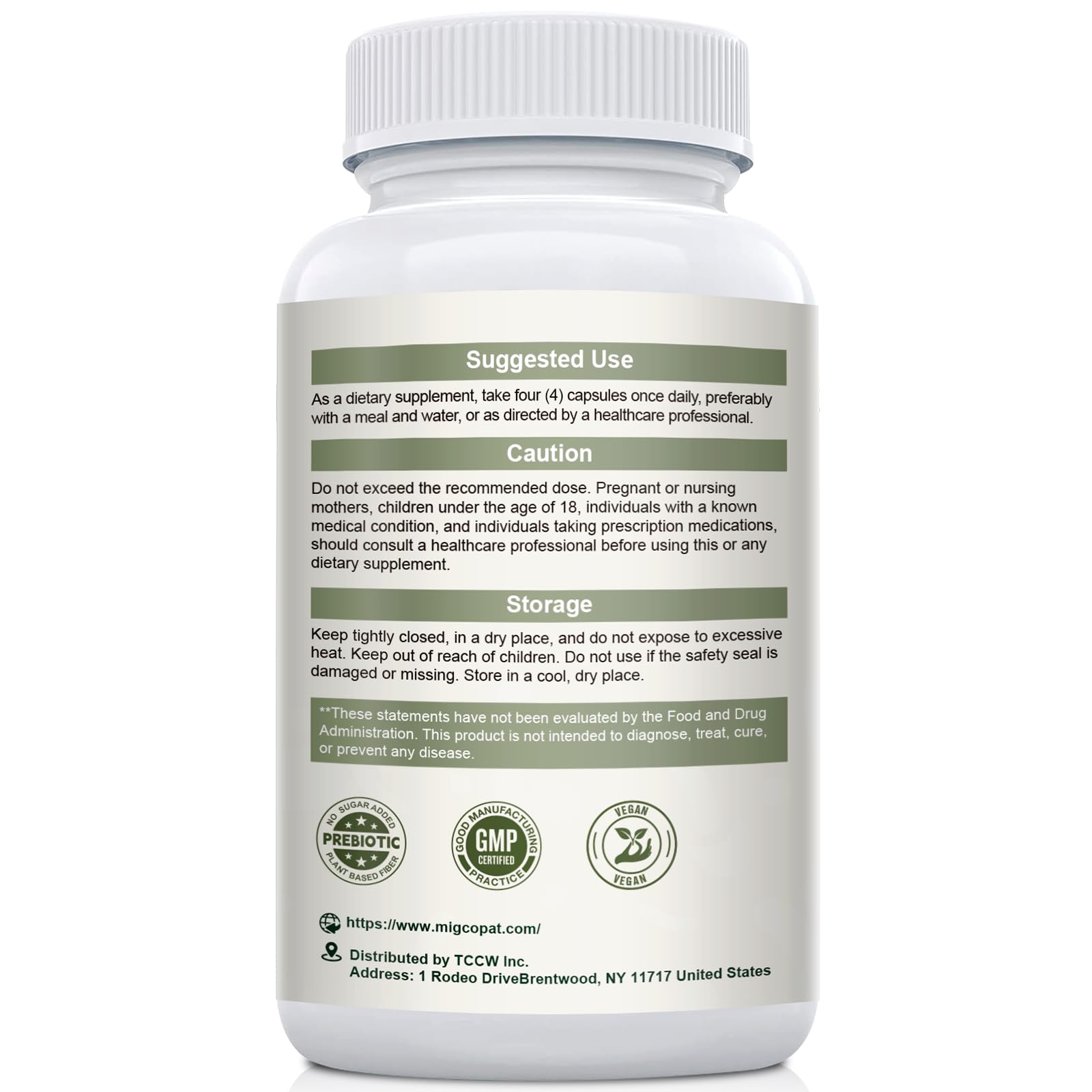 Migcopat Psyllium Husk Fiber Supplement 3000mg, with Slippery Elm & Aloe Vera | Probiotics, Prebiotics, Digestive Enzymes | Supports Gut Health & Regularity - 180 Capsules — Amazon image 8