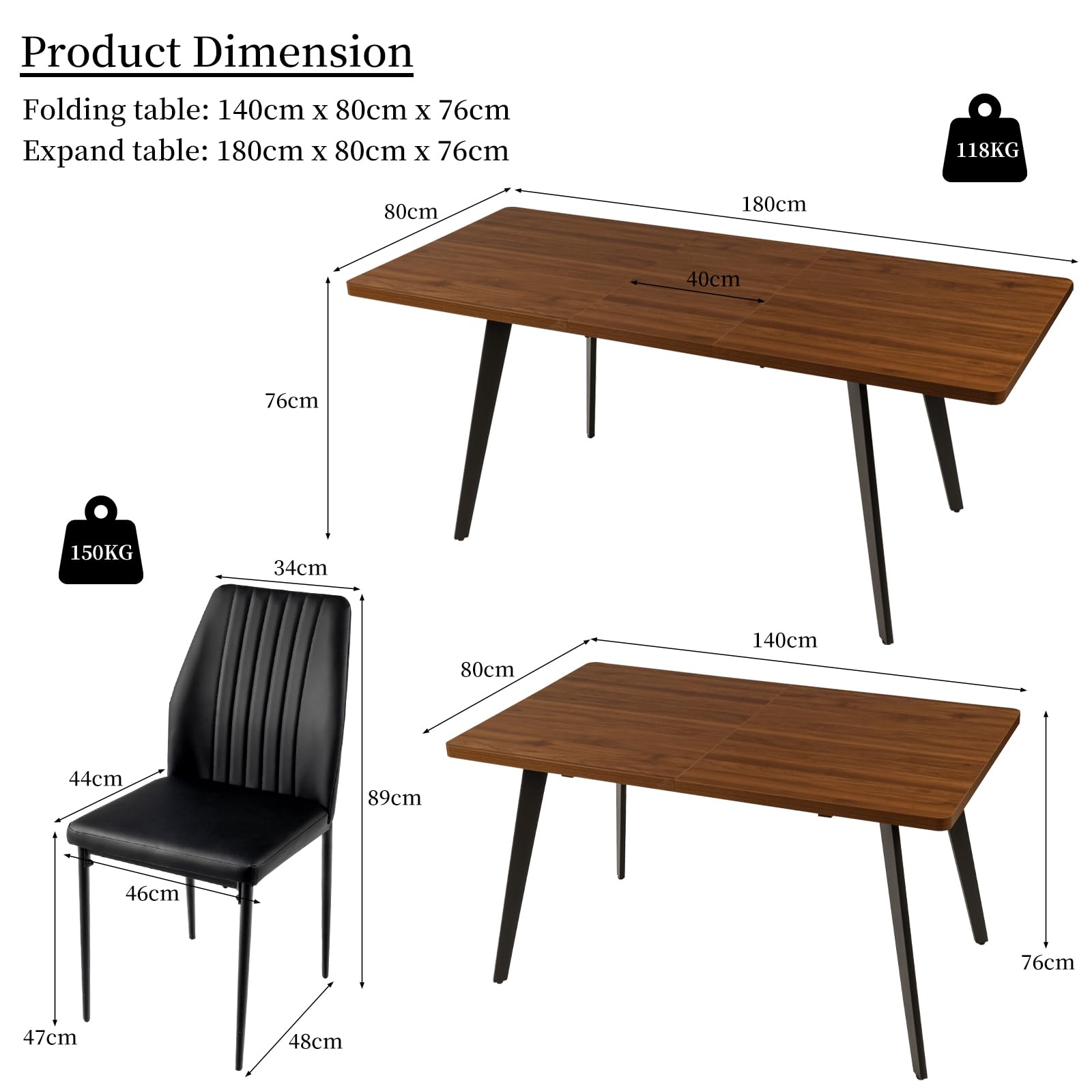 JIEXI Ausziehbares Esstischset mit 6 Stühlen, platzsparender Tisch aus MDF-Holz und stabilem Metallgestell, perfekt für Esszimmer, Küchen und Wohnungen – Tisch aus Eiche + Stühle aus grauem Samt