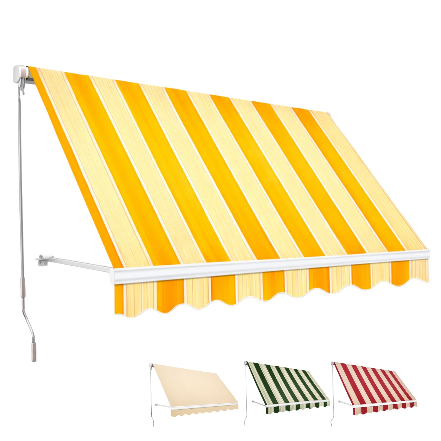 Paluplus Tenda da Sole a Caduta, Misura 250x250 cm, Senza Cassone con braccio avvolgibile e Braccetti Fermatenda, Telo Resistente 280 g/m², per Balcone e Terrazzo -3932F -7,3 (Giallo e Bianco)
