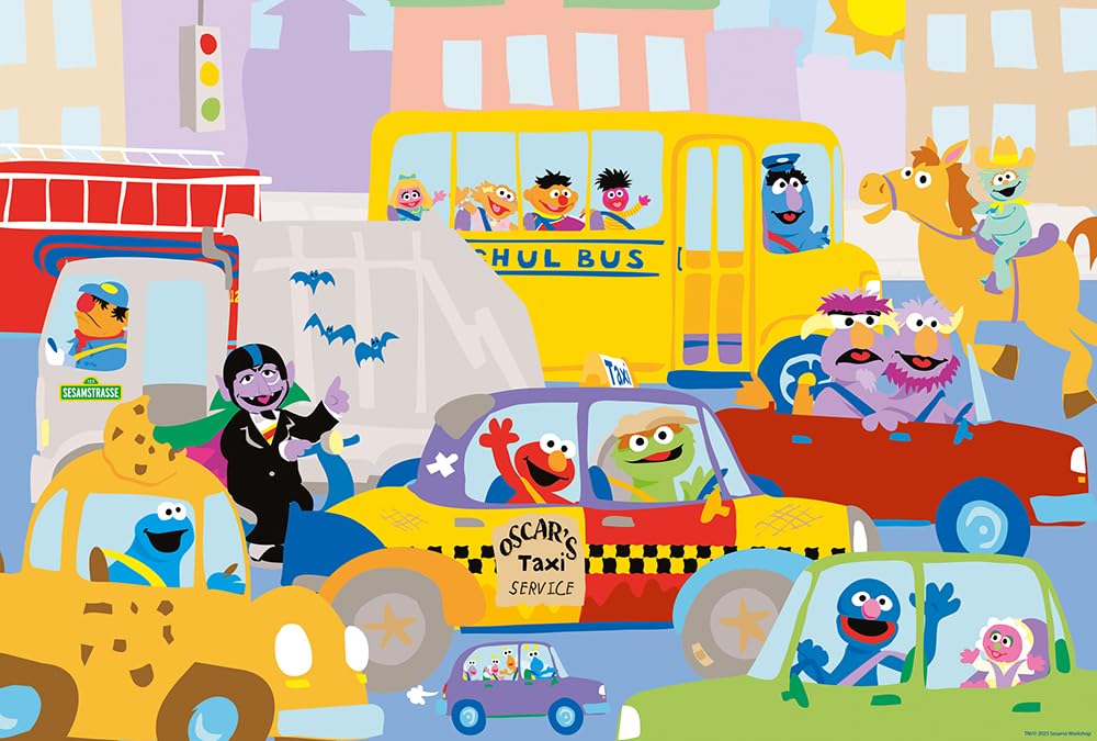 Schmidt Spiele 56460 Sesame Street, In Traffic, 100 Pieces, Children's Puzzle, Normal