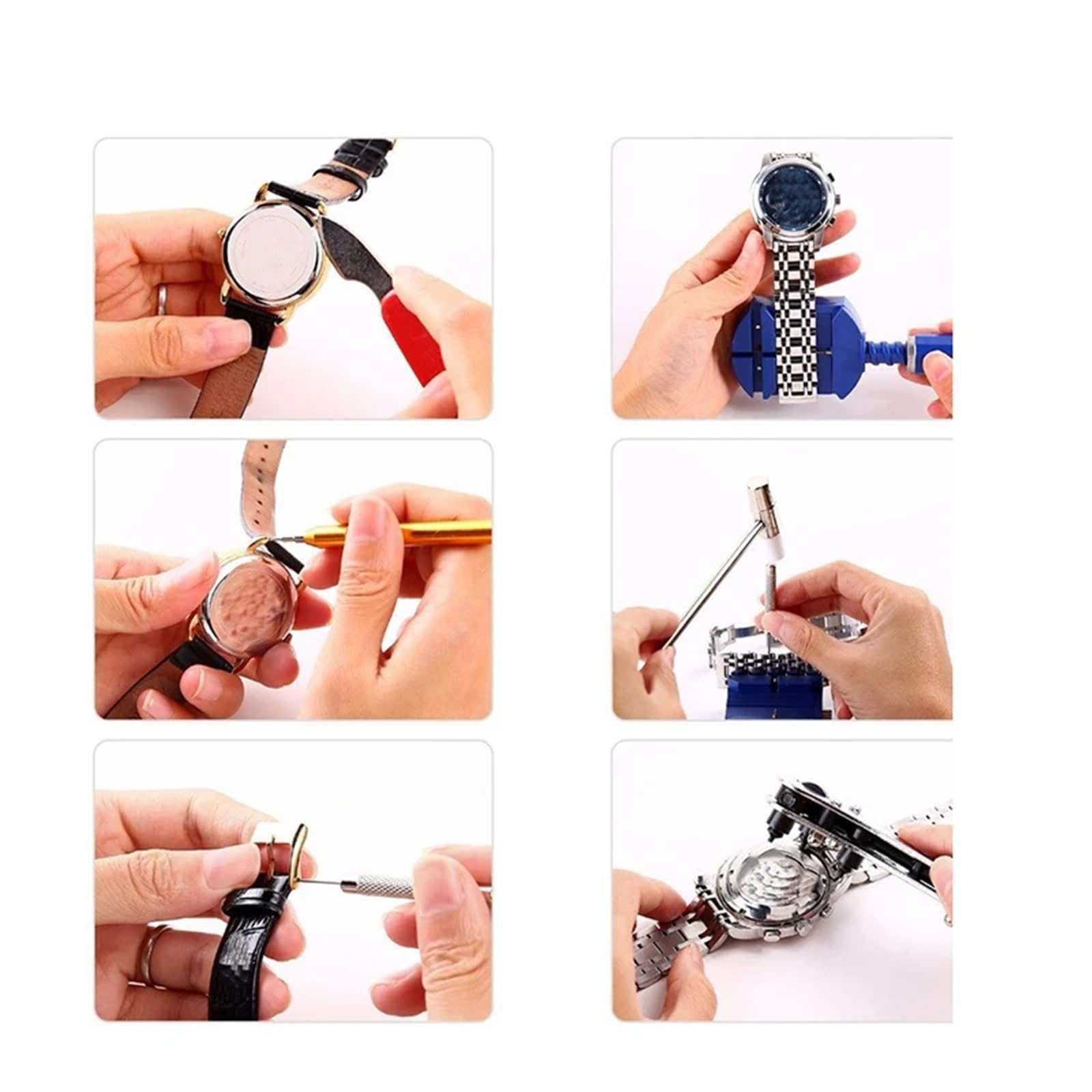 Uhrenreparaturset 223PCS Uhr Reparatur Tool Kit Uhr Link Pin Remover Shell Opener Frühling Bar Remover Uhr Batterie Ersatz Band Nadel Set Für Uhrenreparaturen
