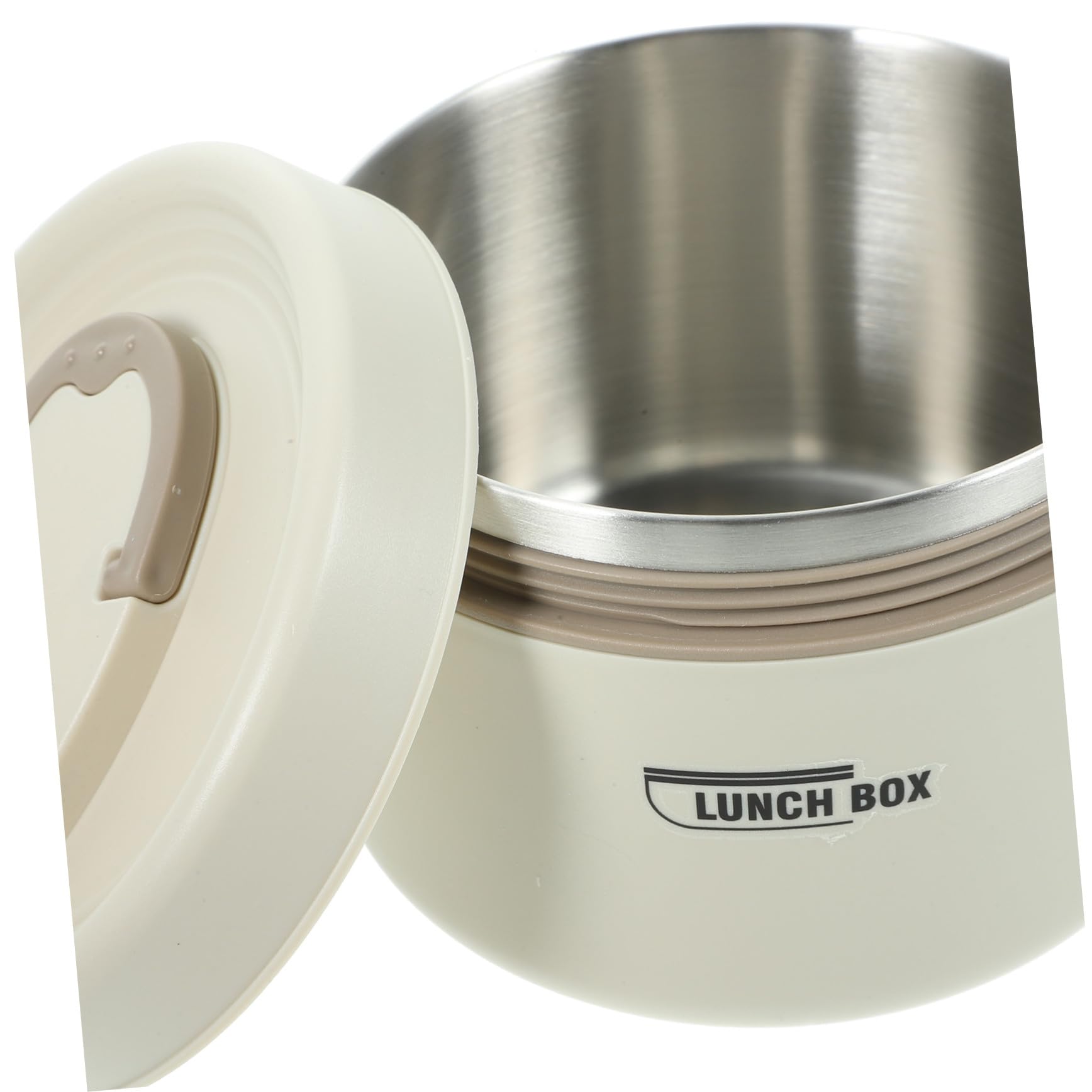 Ciieeo Contenitore Bento Box in Acciaio Inossidabile con Coperchio Isolato, Portapranzo Termico Beige, Set 2 Pezzi per Pasti Singoli e Pranzi in Movimento