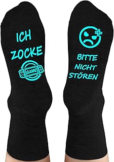 Dealswin Funny Gaming Socks Gamer Gift With Saying "Bitte Nicht Stören Ich Zocke Zocken Socks" Funny Novelty Gifts for Gam...