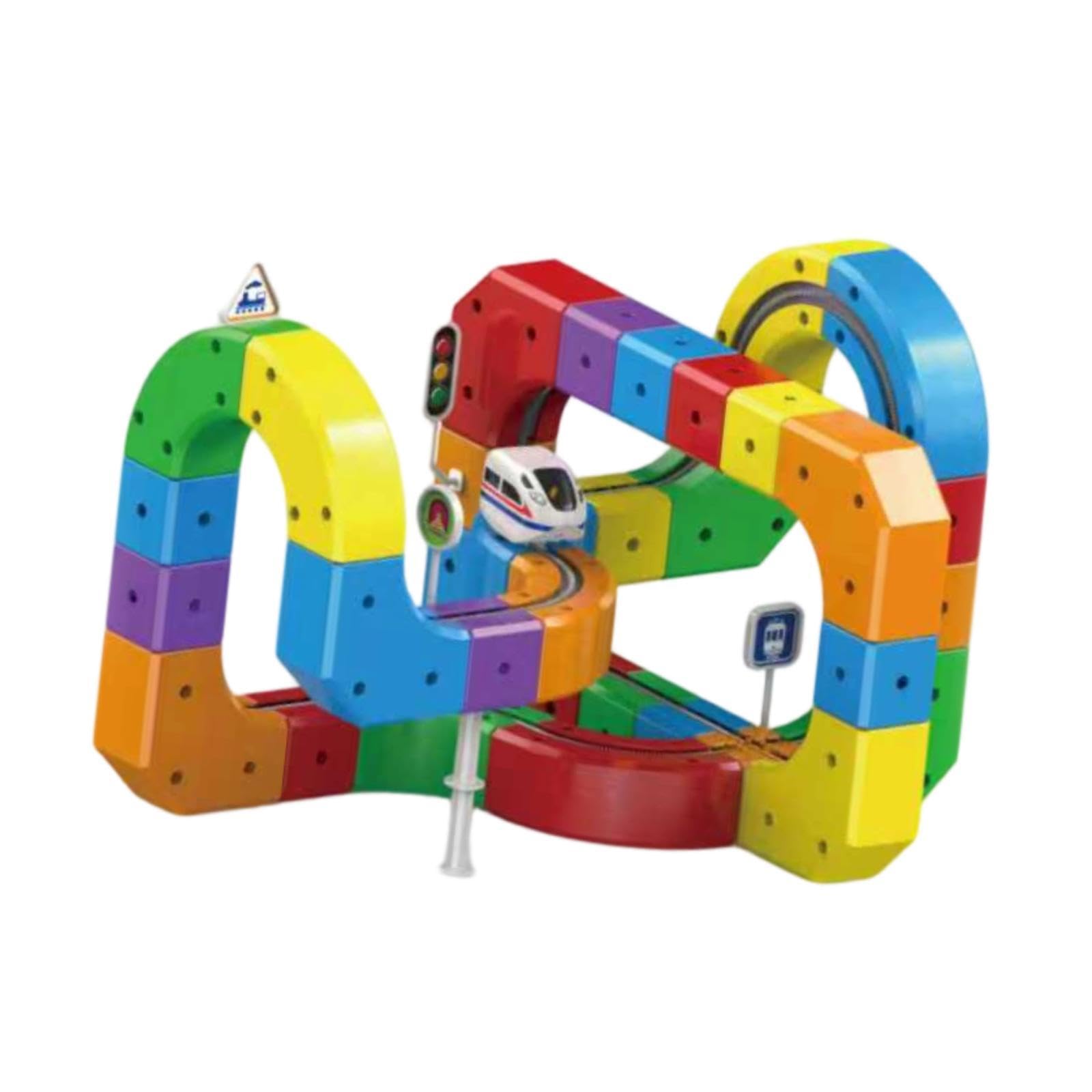 Pista Treno Elettrico Flessibile Giocattolo Assemblaggio Interattivo Accessori Creativi Materiale PP Adatto per Bambini Gioco Famiglia Regalo, 81 Pezzi