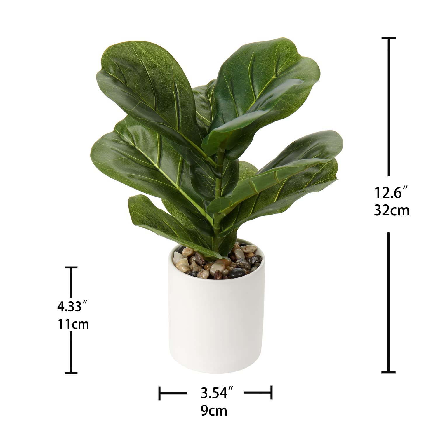 Mini Albero Di Fico Artificiale A Foglia Di Violino 80 Cm: Pianta Finta Ficus Lyrata In Vaso Bianco, Decorazione Per Casa E Ufficio, Zero Manutenzione