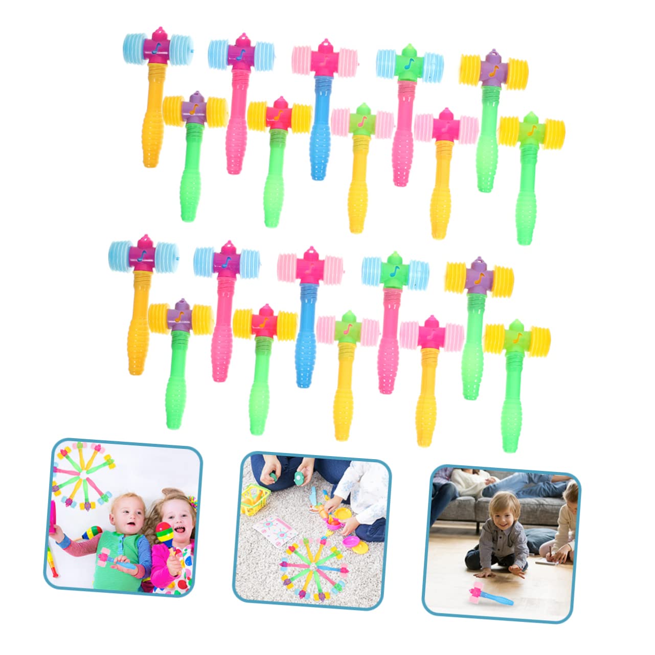 Garneck Plastic Squeaky Hammers for Boys and Girls 24pcs Mini Hitting Mallet Toys Children's Gavel Toy Pounding Hammer Set