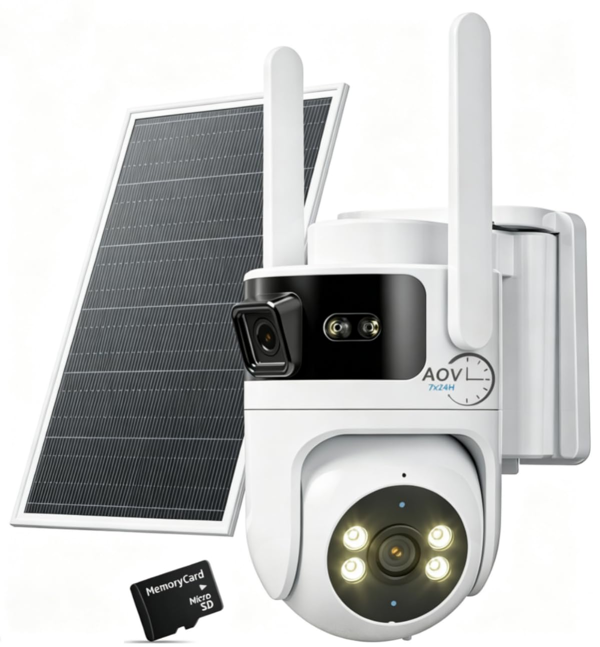 LongPlus Dual Lens Solar Security Camera, 2MP+2MP AOV 24/7 WiFi 6 Outdoor