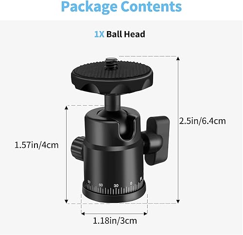 Miniatura 6 de Hemmotop cabeza de bola mini H28, cabeza de trípode panorámica con agujero de tornillo de 14 "rotación de 360 grados para cámara de vídeo luz web