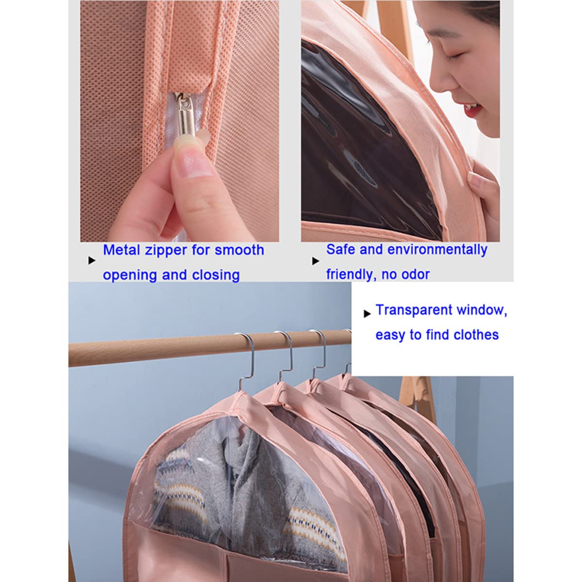 Housse Vetements à Suspendre Sacs À Vêtements Avec Fenêtre Transparente, 2 Paquets, Pour Suspendre Les Vêtements