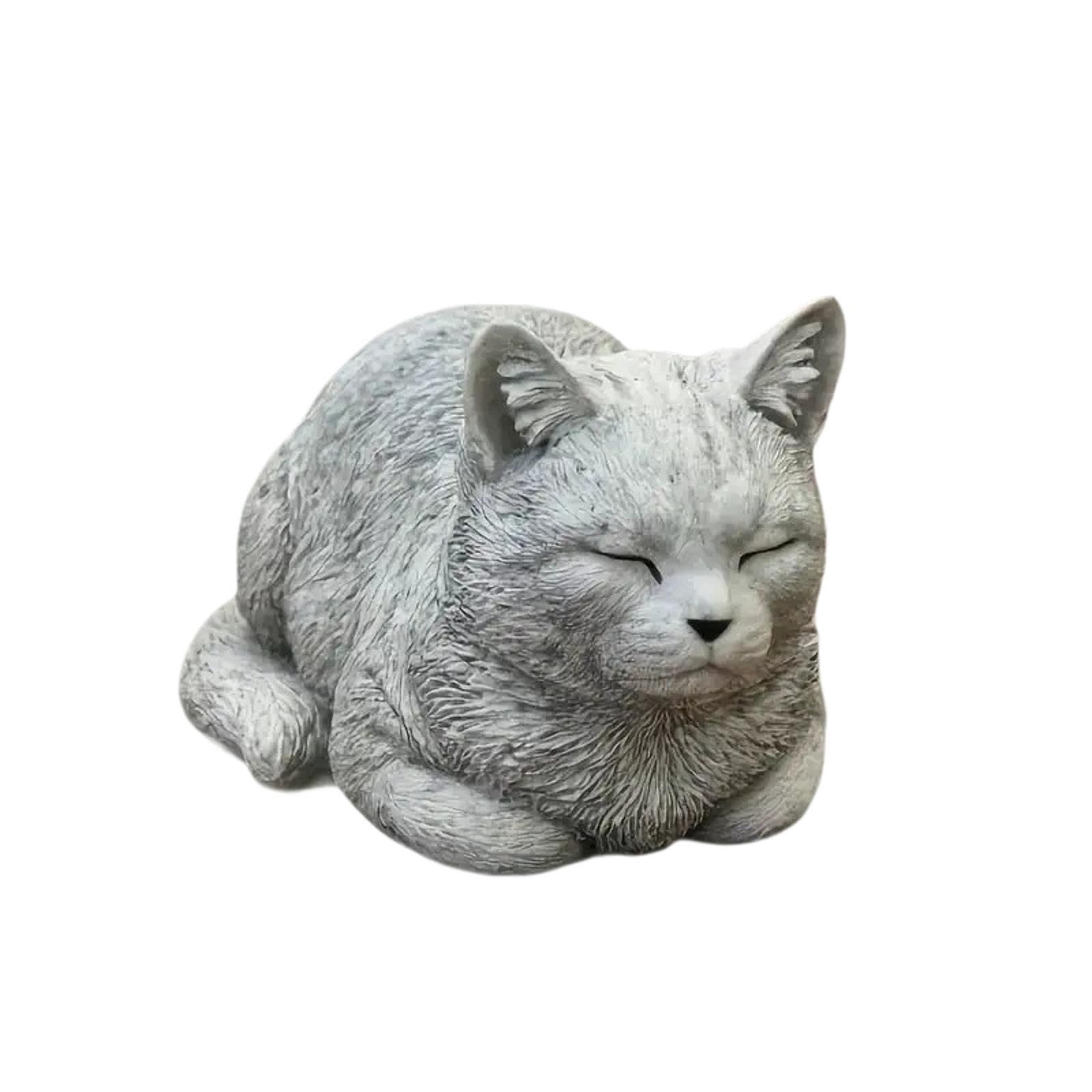 QIXCXAZ Outdoor Cat Statue Garden Figurine Lying Resin Ornament Slee Sculpture Yard Art Home Decor Adding Fun And Natural Atmosphere To Outdoor Gardens.Size