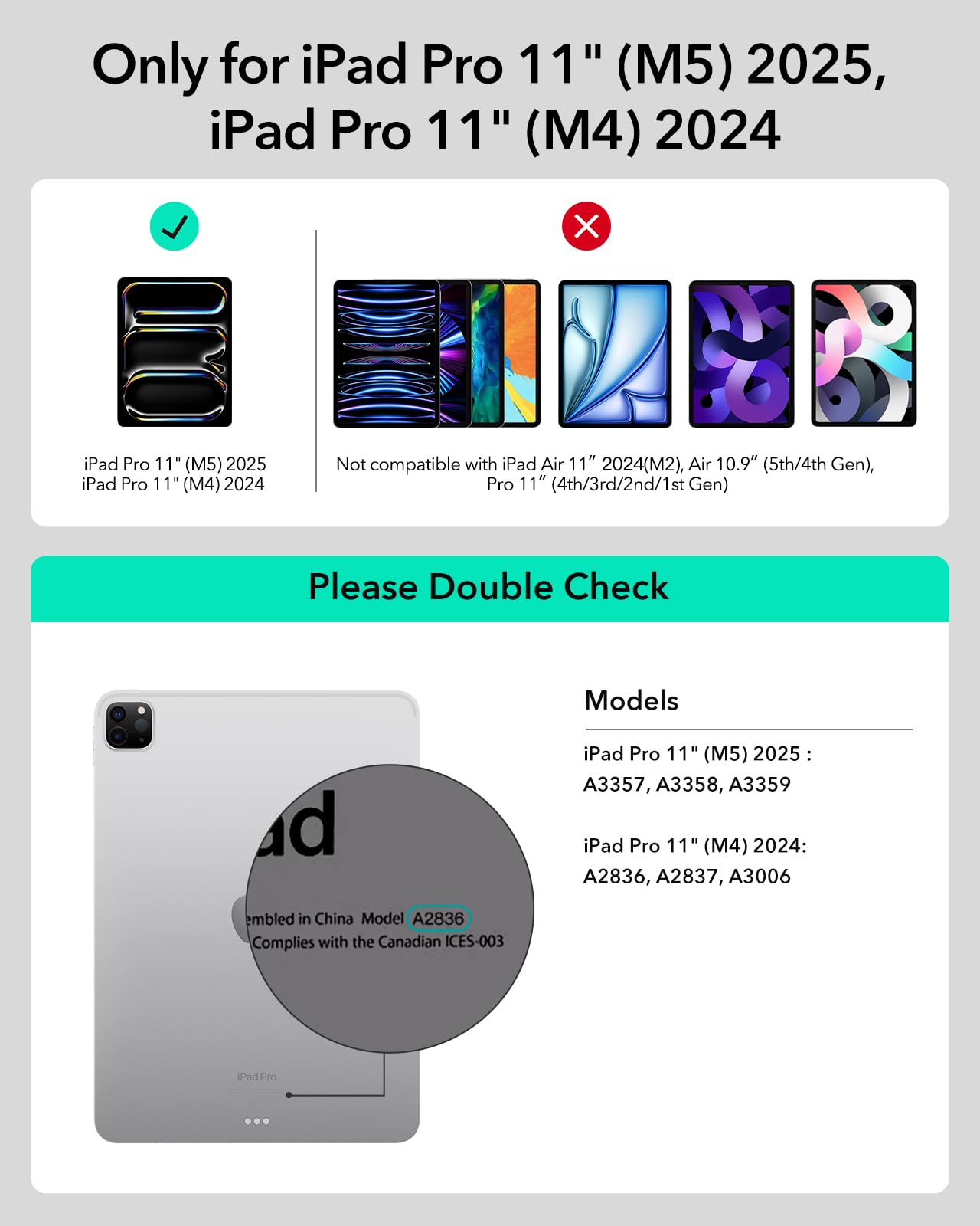 ESR für iPad Pro 11 Zoll M5/M4 2 Stück Panzerglas und Tastatur Hülle