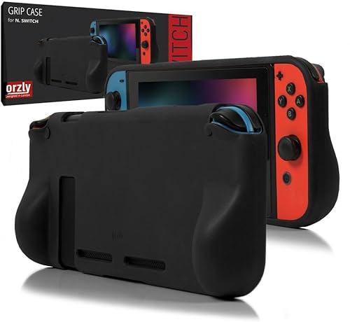 Orzly Funda de agarre para Nintendo Switch - Cubierta trasera protectora para Nintendo Switch (modelo NO OLED) en modo de gamepad de mano con