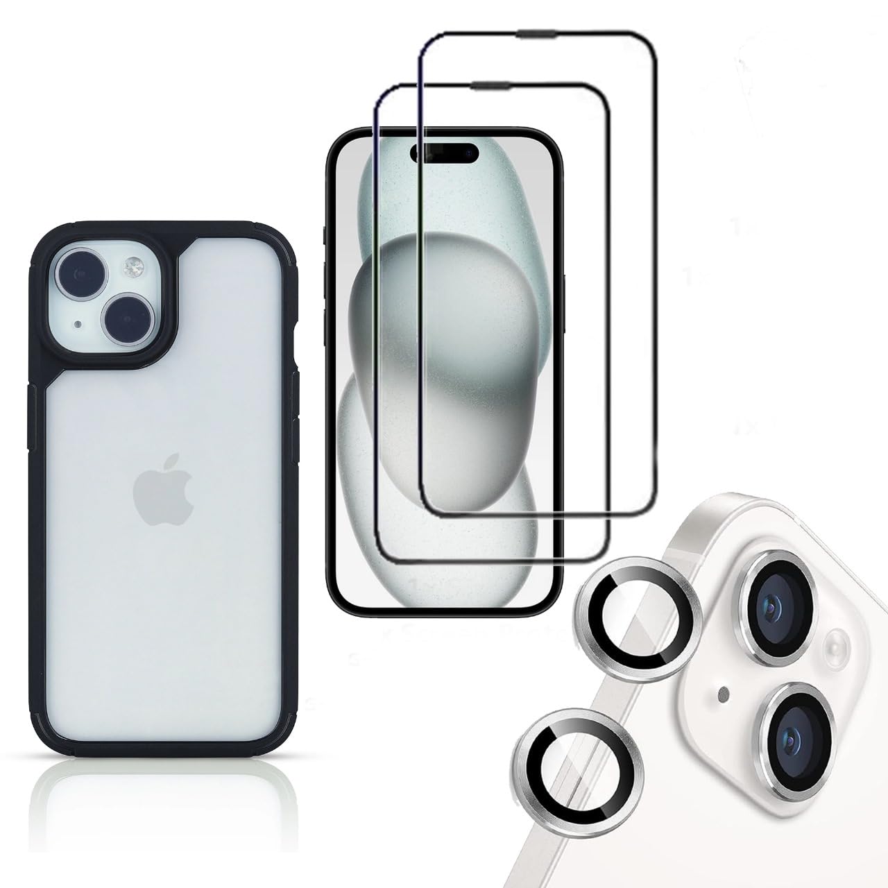 RuggedLab Ultimate iPhone 13/14/15 Protection Set – Tempered Glass, Shockproof Case & Camera Lens Guard | 9H Hardness, Anti-Fingerprint, Full Body Defense