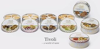 Jacobsens of Denmark Tivoli Tiramisu Dark Chocolate Cookies 150g - SMALL Tin (139mm diameter x 55mm height) - Traditional Biscuit Tin Gift for Women, Men & Kids
