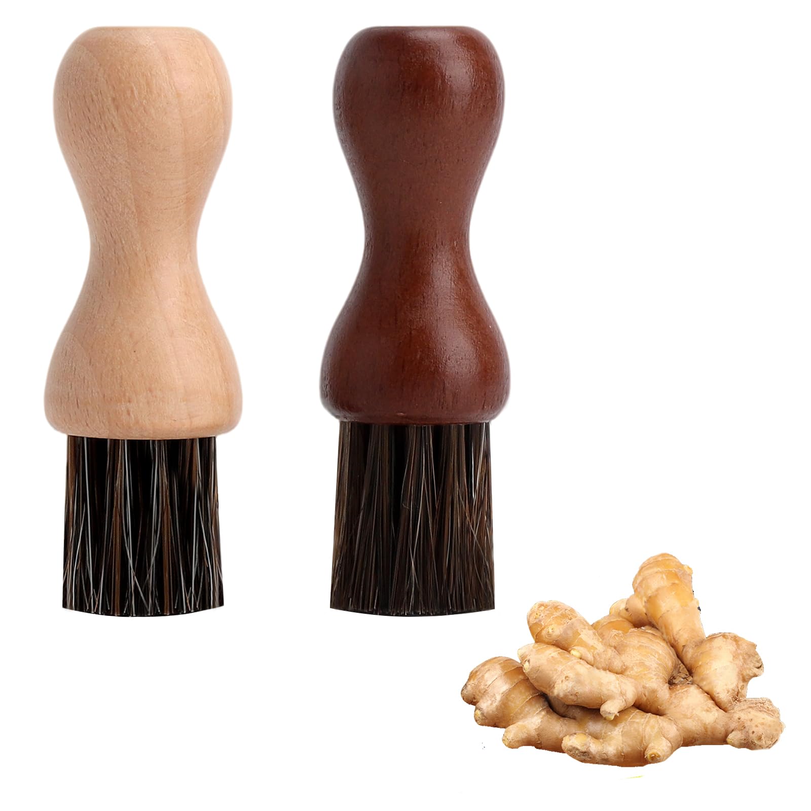 Pack de 2 Cepillo Verduras de Madera, Cepillo Setas y Cepillo Patatas, Cepillo Cocina Madera con cerdas Naturales, cepillos Verduras Maderas ecológico sin plástico
