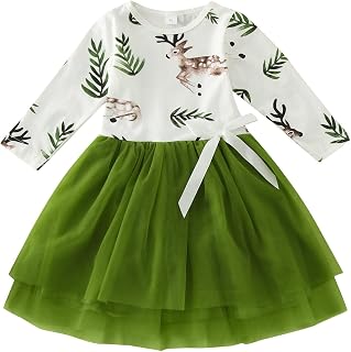 Vestido para meninas Casaco 2t Crianças Bebê Meninas Outono Inverno Natal Estampa Algodão Manga Longa Princesa 5t