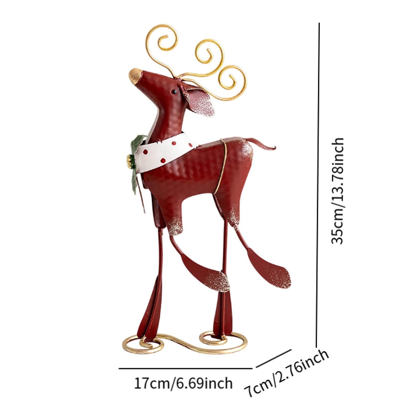 Estatua Navideña Decorativa para Mesa de Navidad Figura de Hierro Artesanal Centro de Mesa Atemporada Adecuada para Decoración de Hogar Fiesta Restaur, Adorno de Alce, Individual