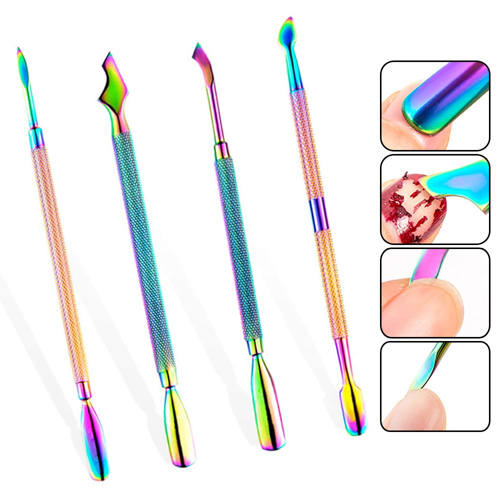 WOKOTO 4Pcs Nail Cuticle Pusher Stainless Steel Set