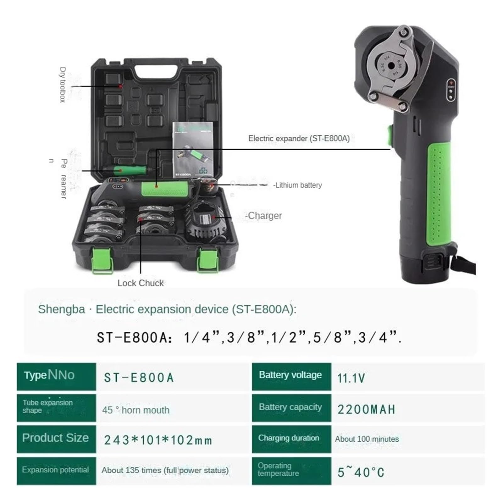 Bördelwerkzeug, Bördelwerkzeug ST-E800A Elektrischer Kupferrohr-Aufweiter for die Kältetechnik-Wartung - Fortschrittliches Werkzeug for Klimaanlagen