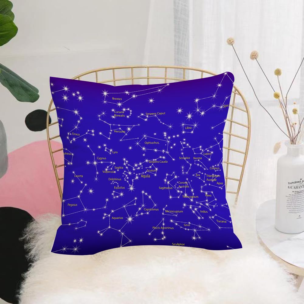 HYOSXW Cushion Cover,Throw Pillow Case Home Decorative for Living Room Bedroom Sofa Chair 16X16 Inch,night sky and constellations sign zodiac,Pillowcase 40X40cm