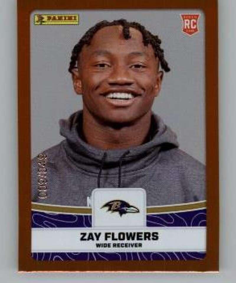 2023 Panini Card Collection (Insert From Sticker Set) Orange #89 Zay Flowers RC Rookie /49 Baltimore Ravens NFL Football Trading Card