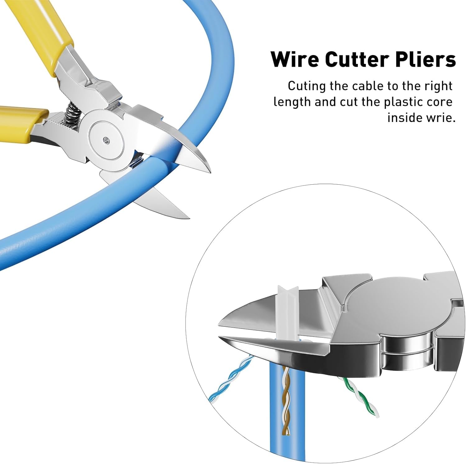 Strumento di crimpatura Cat7 RJ45, kit di crimpatura Ethernet Cat 7 Cat6A, strumento di crimpatura di rete con tester per cavi, spellafili multistrato, lame, 50 connettori Cat 7 e stivali antistrappo