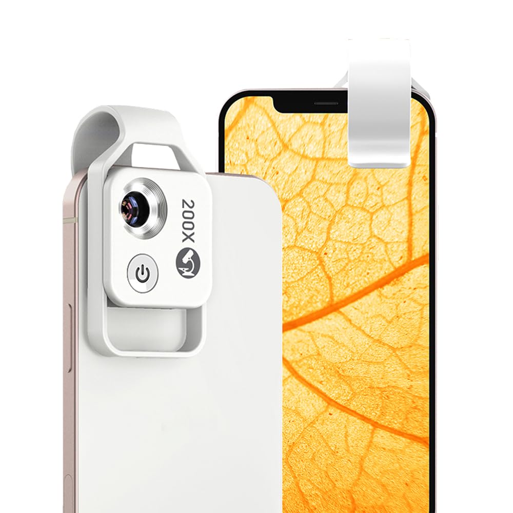 Microscopio APEXEL 200X Para Smartphone – Lente Portátil Sin App Para Explorar El Micromundo, Ideal Para Inspección De Piel, Joyas Y Educación, Blanco