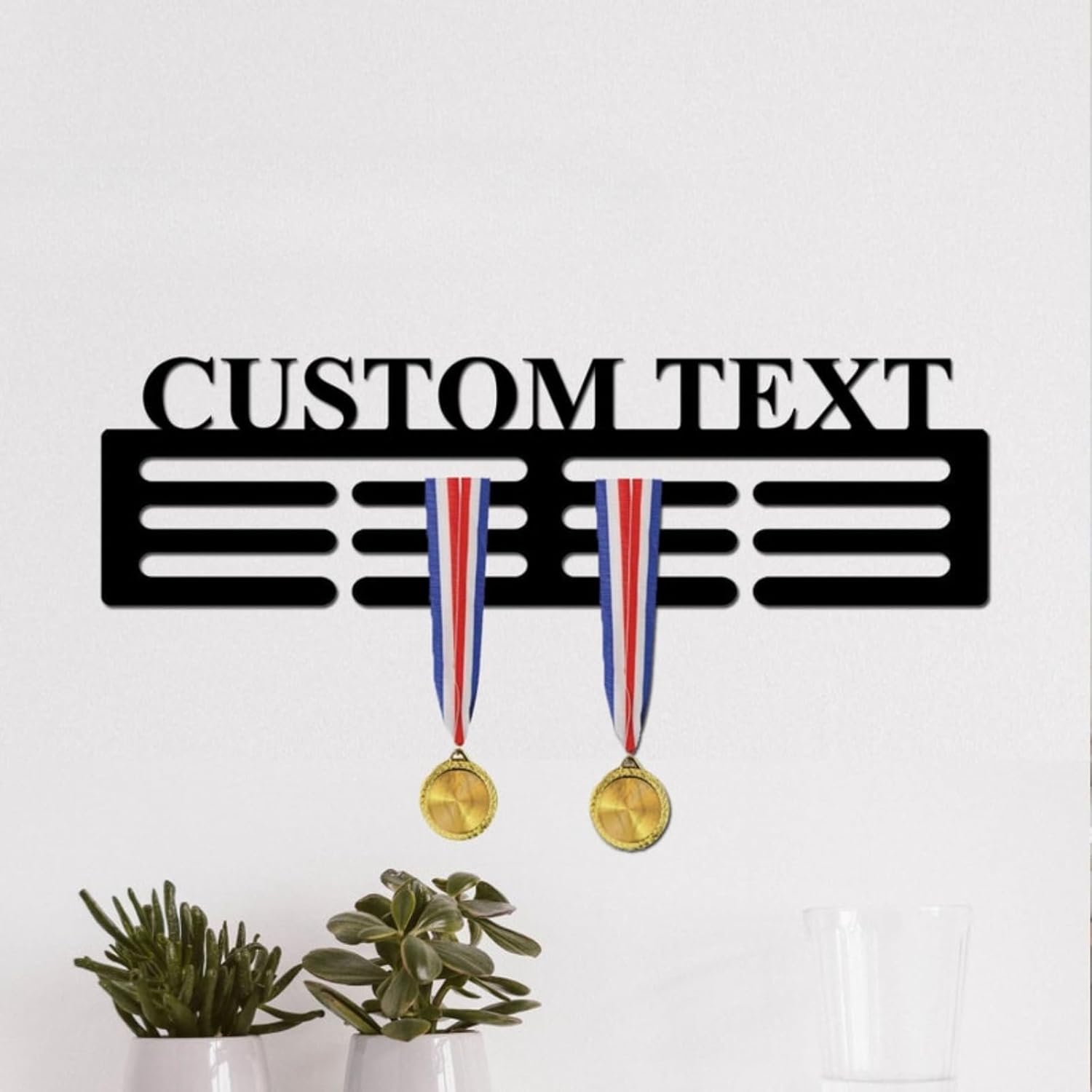 Personalized Medal Holder with Name Display Rack for Awards Ribbons,Custom Metal Medal Display Sports Race Plaques Hanger for Athlete Boy Girl Kid,Anniversary,Christmas,Birthday Gift