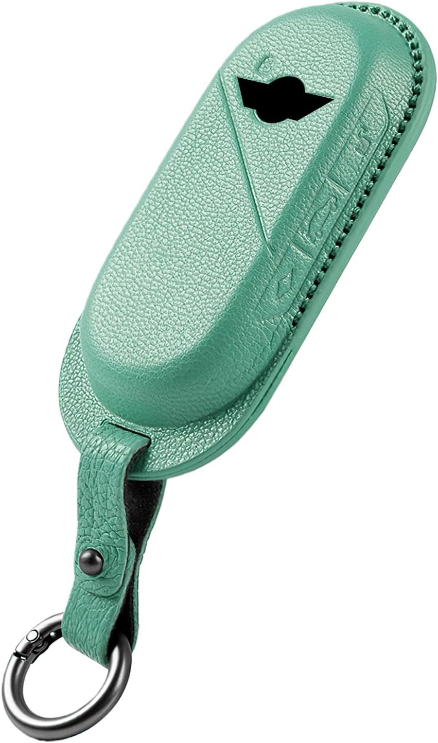 ontto Car Key Fob Cover Case Fit for Mini Cooper E/SE J01 Aceman J05 Countryman U25 Cooper S F65 F66 F67 2024 2025 Genuine Leather Vehicle Key Protector Full Protection, Blue