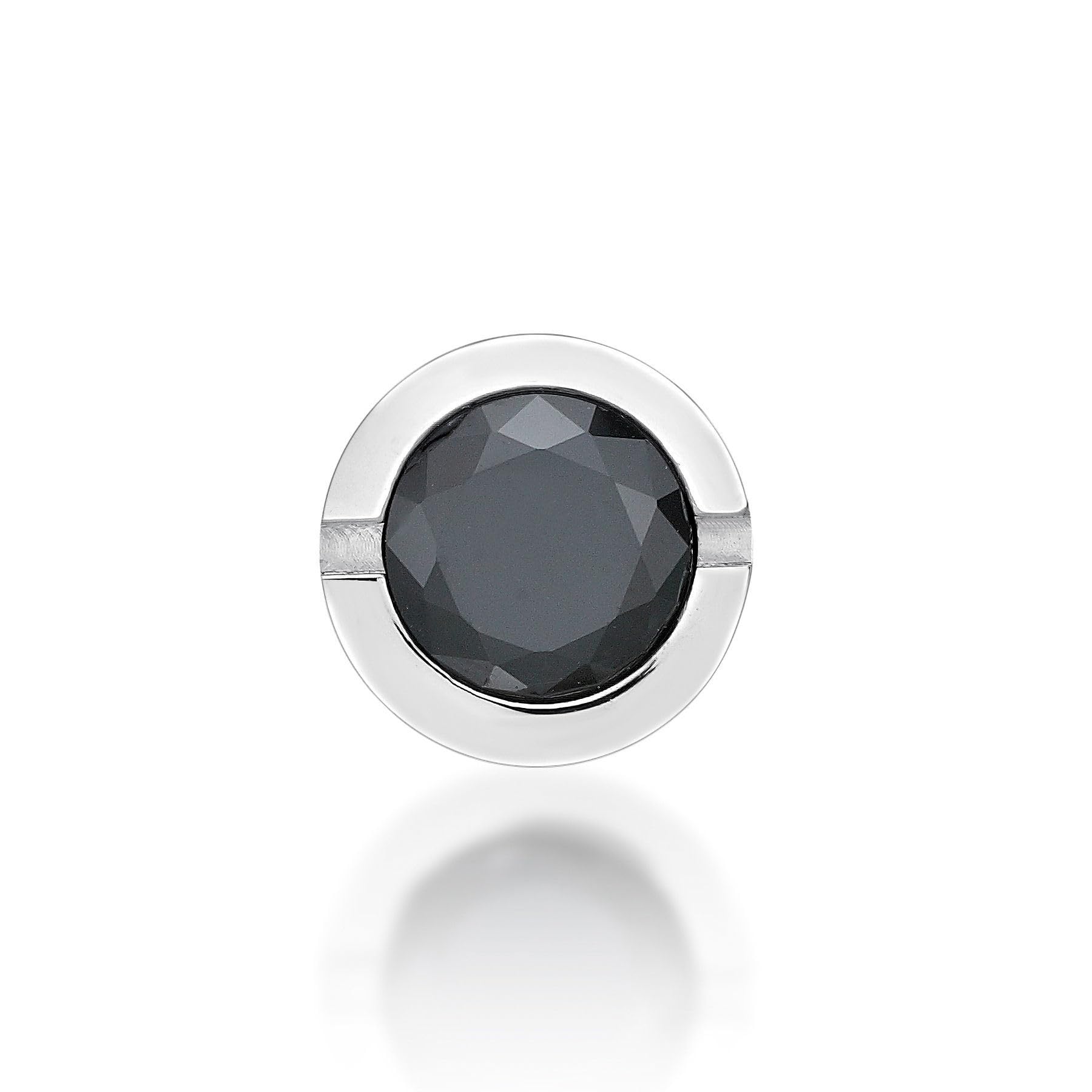 Metro Jewelry - Pendientes redondos de circonita cúbica blanca o negra de 1/20 quilates para hombre en acero inoxidable, 9 mm de ancho con parte trasera de fricción