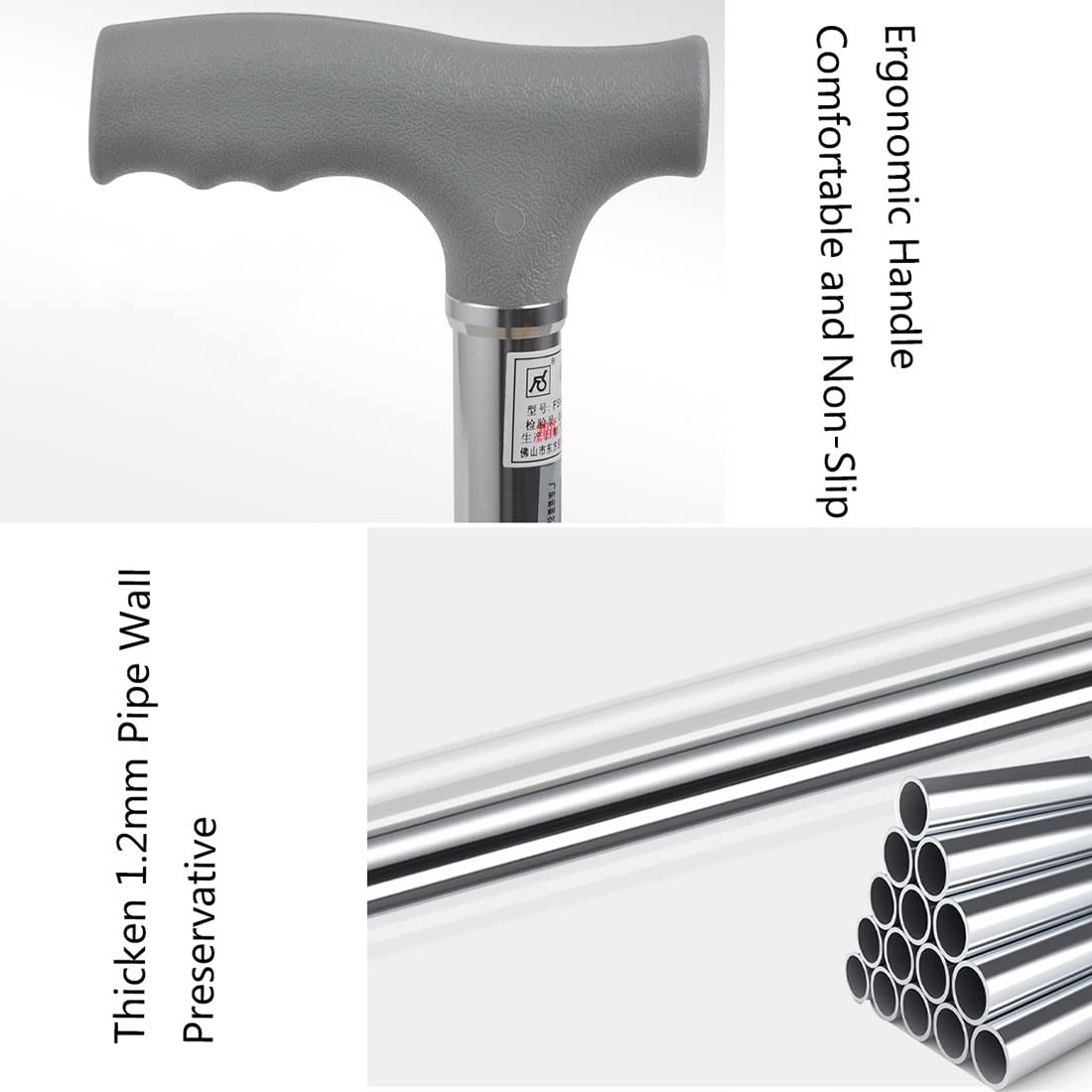 Stampelle per Adulti/Canna da Passeggio 10 Si Ferma Regolabile 75-97 cm/29,5-38 Pollici all'avambraccio in Alluminio stampelle Non Slip Leggero Non Slip