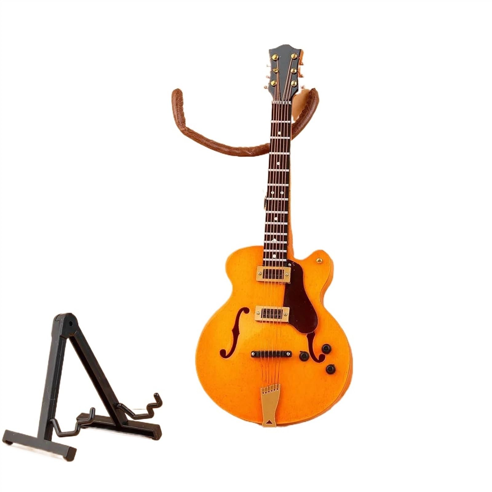 Miniatuur Instrumenten Model Elektrische Gitaar Model Mini 4 Kleuren Houten Elektrische Gitaar Ornamenten Model Geschenk Lindehout Materiaal(Coffee,18cm