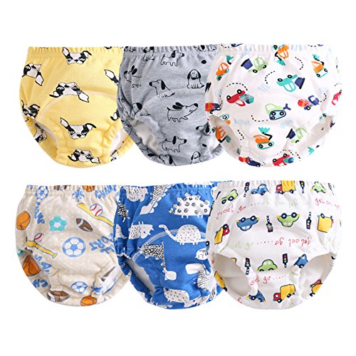 Orinery Unisex Potty Training Underwear Cotton Toddler Boys And Girls Pee Training Underpants Waterproof Reusable Pants 6-Pack(Xt-B, 1-2T) #TOP4