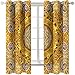 Styl retro zasłony domowe ciemny kolor sypialnia salon zasłony zaciemniające żółte koło kropla wody izolacja karnisz zasłony