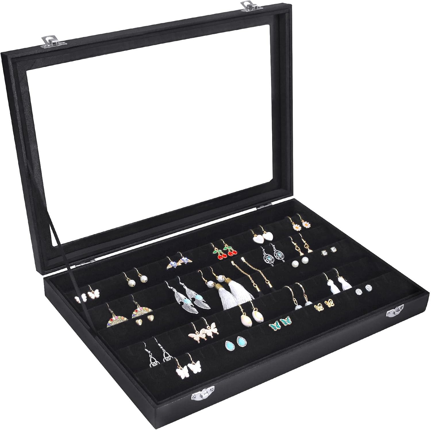 Siveit Earring Organizer Tray Velvet Earring Display