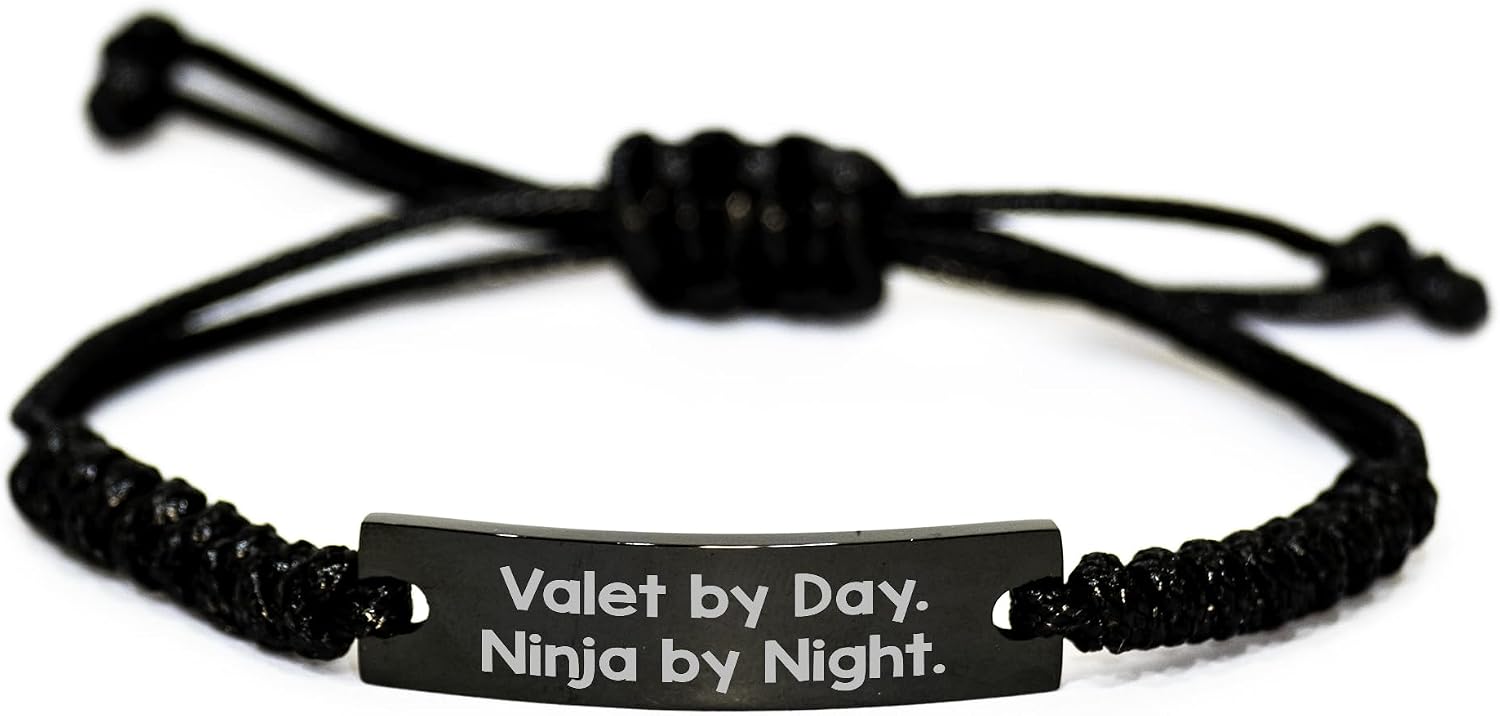 Valet By Day. Ninja By Night. Adjustable Rope Valet Gift for Men, Women, and Friends on Birthday