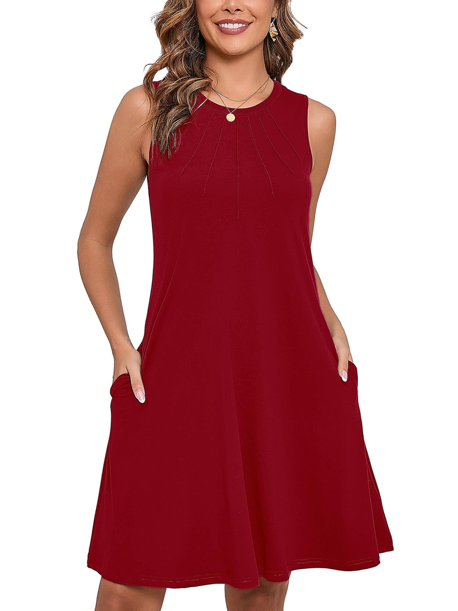 Heymoments Women Sleeveless Summer Beach Dresses with Pockets