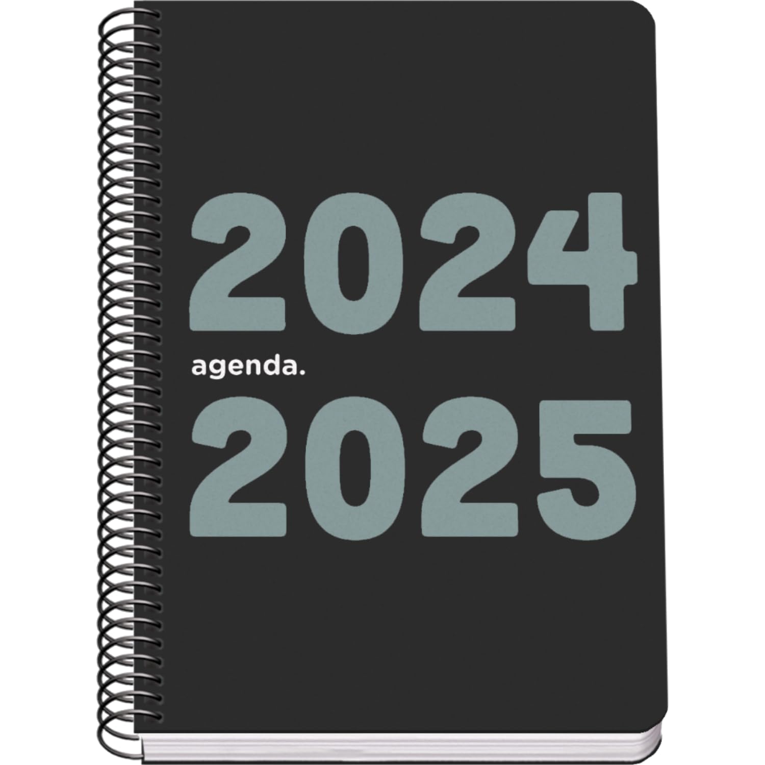 Dohe - Agenda Escolar 2024 2025 - Día por Página, Tamaño A5 (15x21 cm), Cierre de Anillas, Tapa Flexible de Plástico, Español e Inglés, Septiembre a Junio, Material Escolar - MEMORY Negro