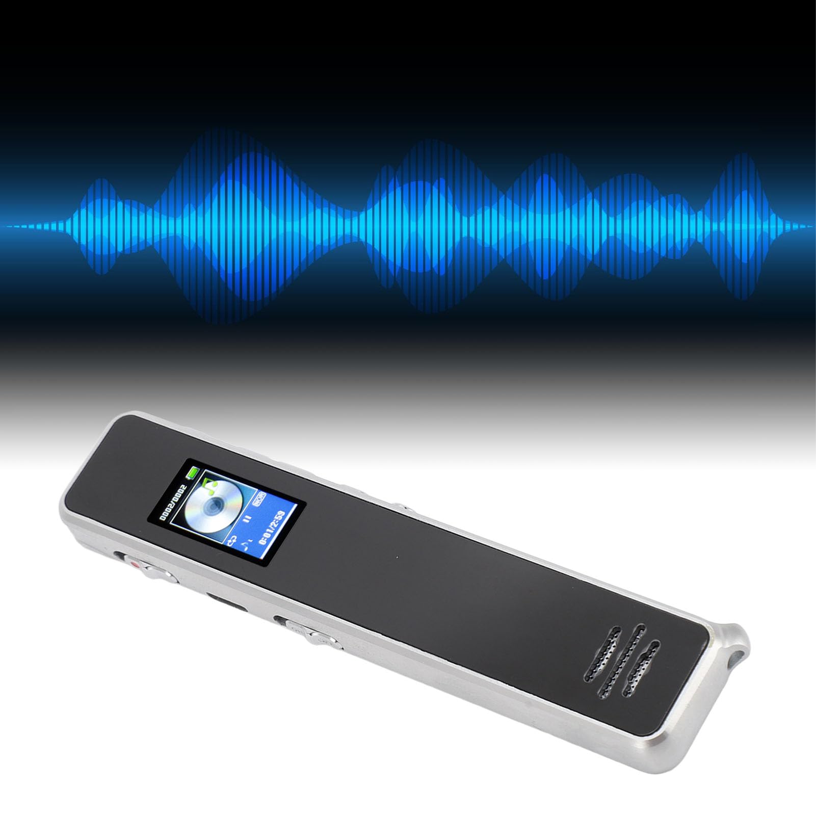 Grabadora de Voz, Dispositivo de Grabación de Sonido Activado por Voz con Reducción de Ruido HD de Aleación de Zinc con Libro Electrónico para Entrevistas para Clases (16G)