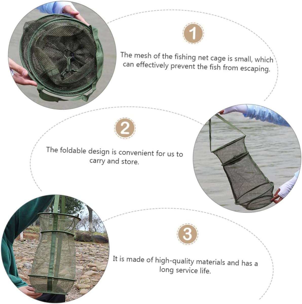 Collapsible Fishing Net Trap Portable Fish Cage with Mesh Design for Breeding and Fishing Supplies