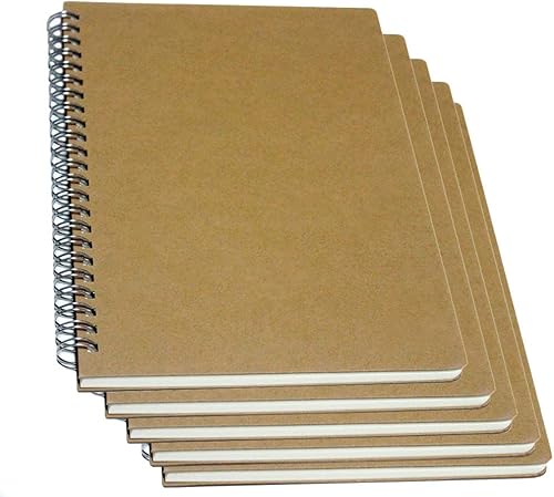 YUREE Cuaderno de espiraldiario en espiral, cuaderno de tapa dura, 140 páginas (70 hojas) con rayas anchas, A5, 8.4 x 5.9 pulgadas, paquete de 5